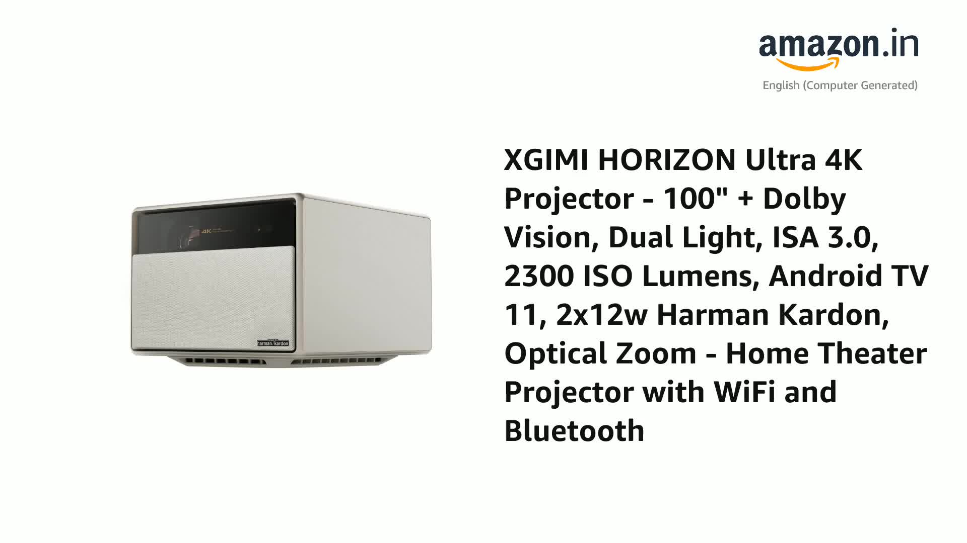 XGIMI Horizon Ultra 4K Dual Light Projector, 2300 ISO Lumens, 200